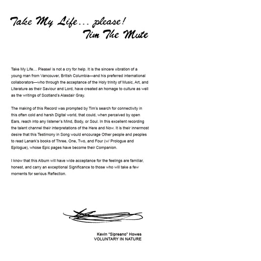TIM THE MUTE "Take My Life" cassette tape